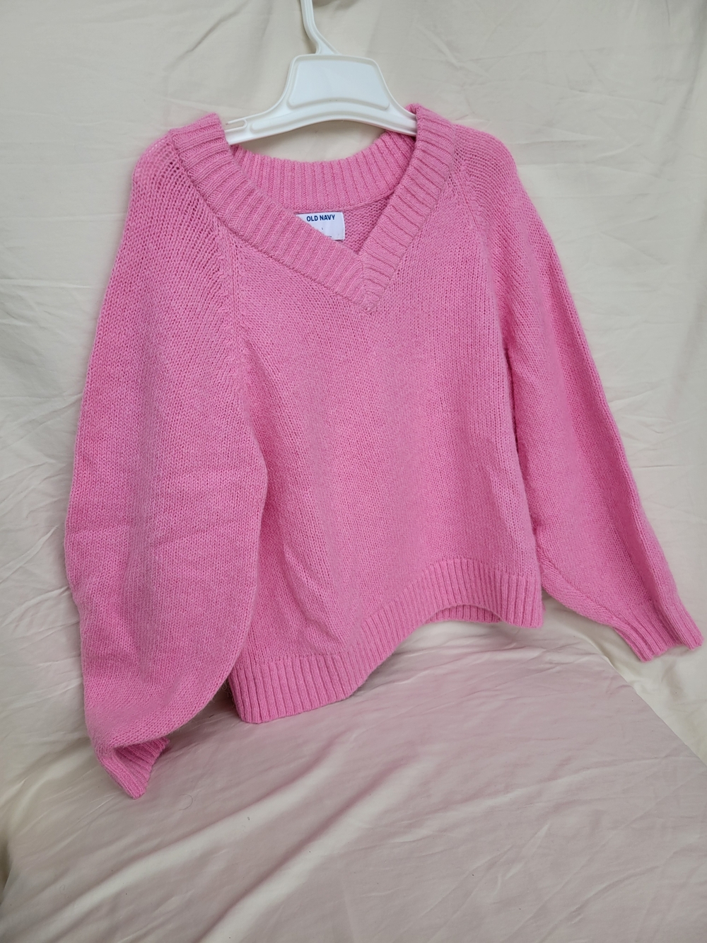 Old Navy Cozy Sweater Trio | Pink • Navy • Red V-Neck Pullover Sweater